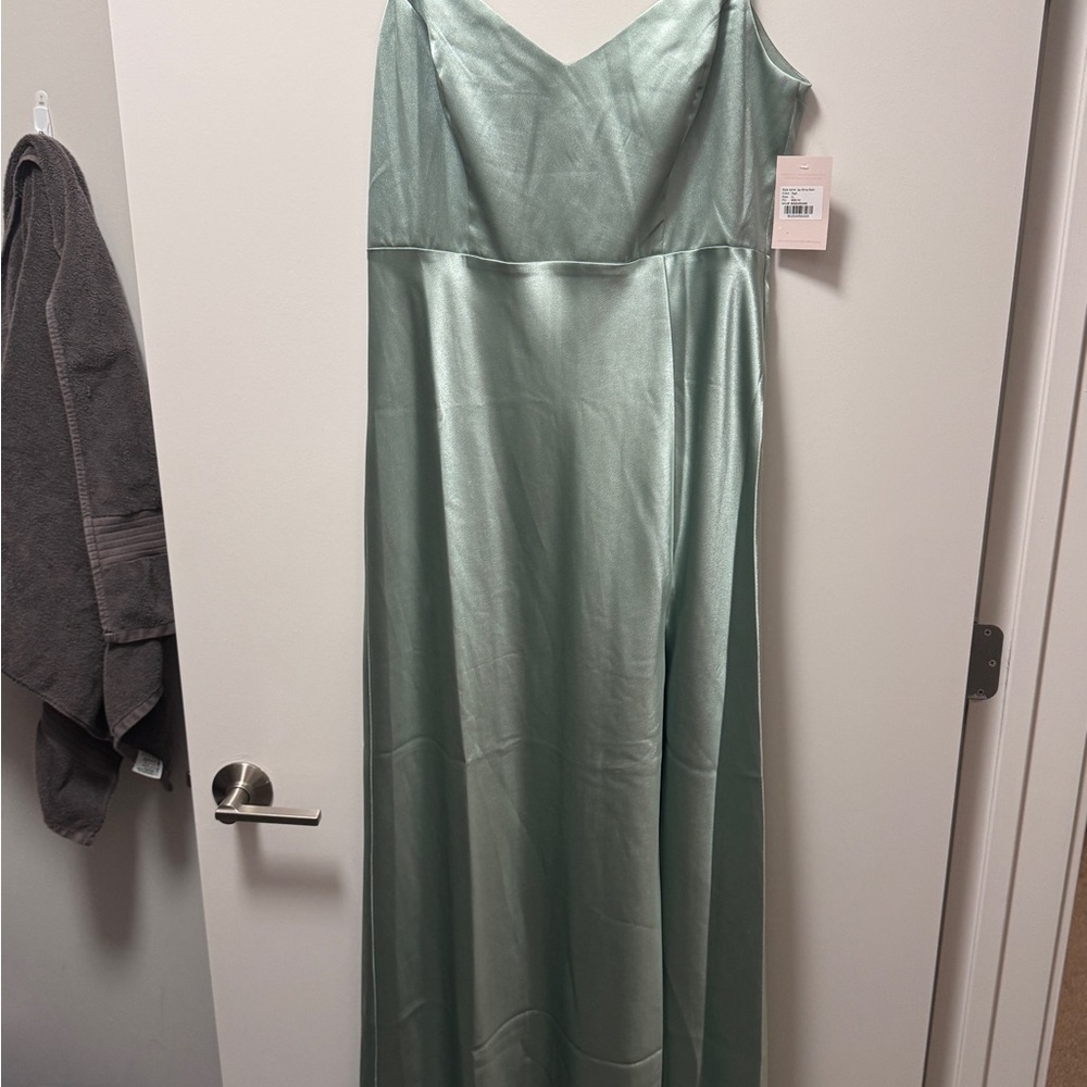 Birdie Grey Jay Shiny Satin Sage Green Bridesmaid Dress